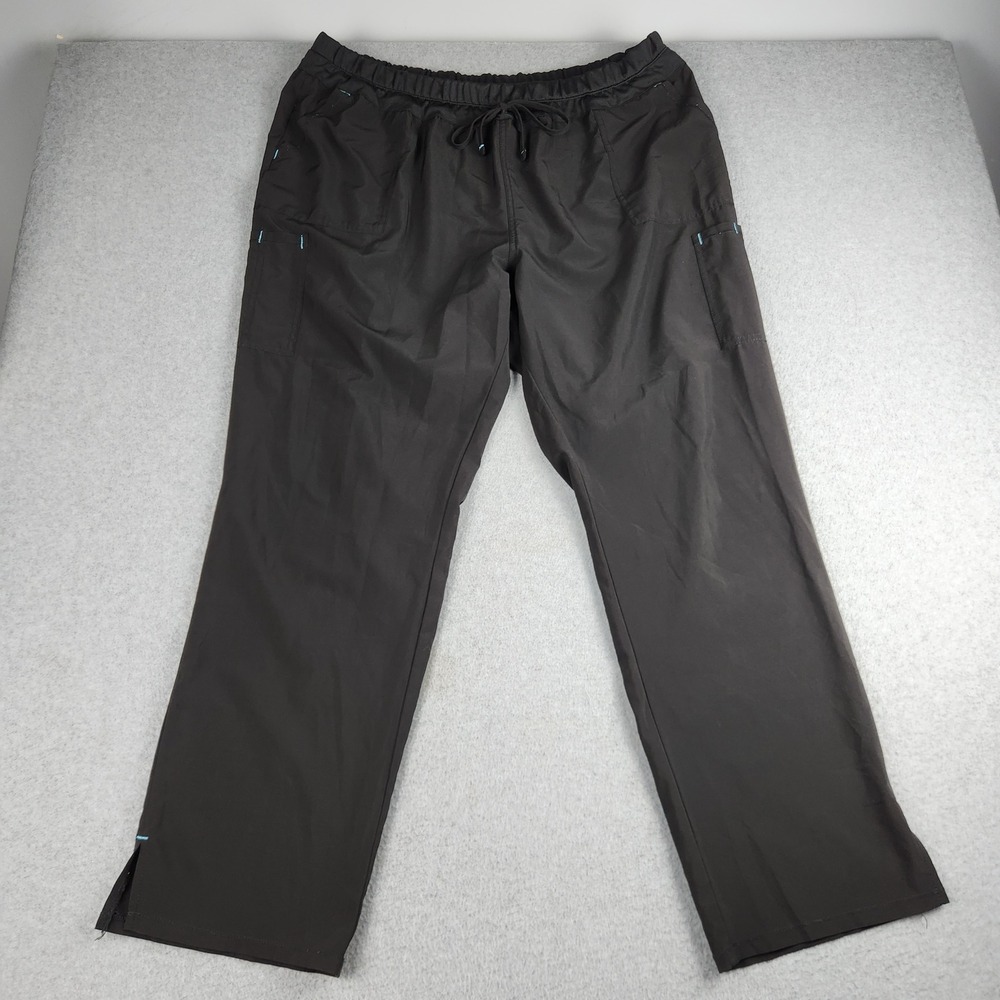 Scrubstar Scrub Pants Womens 2XL Black Performance Drawstring Waist Straight Leg